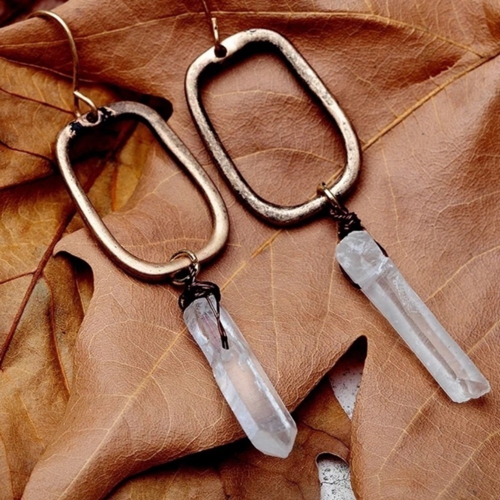 Quartz Crystal Dangle Earrings